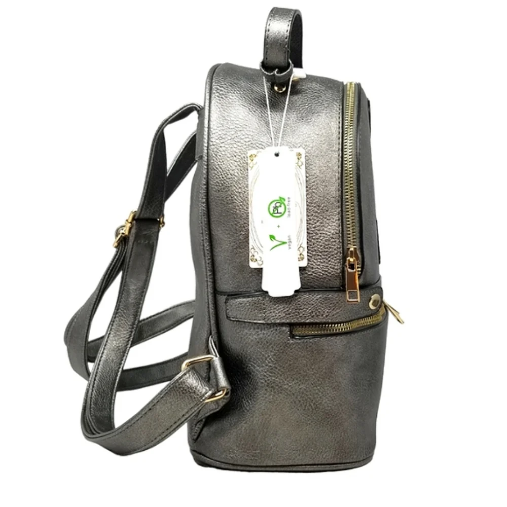 Metallic Pewter Bear Backpack and wallet set